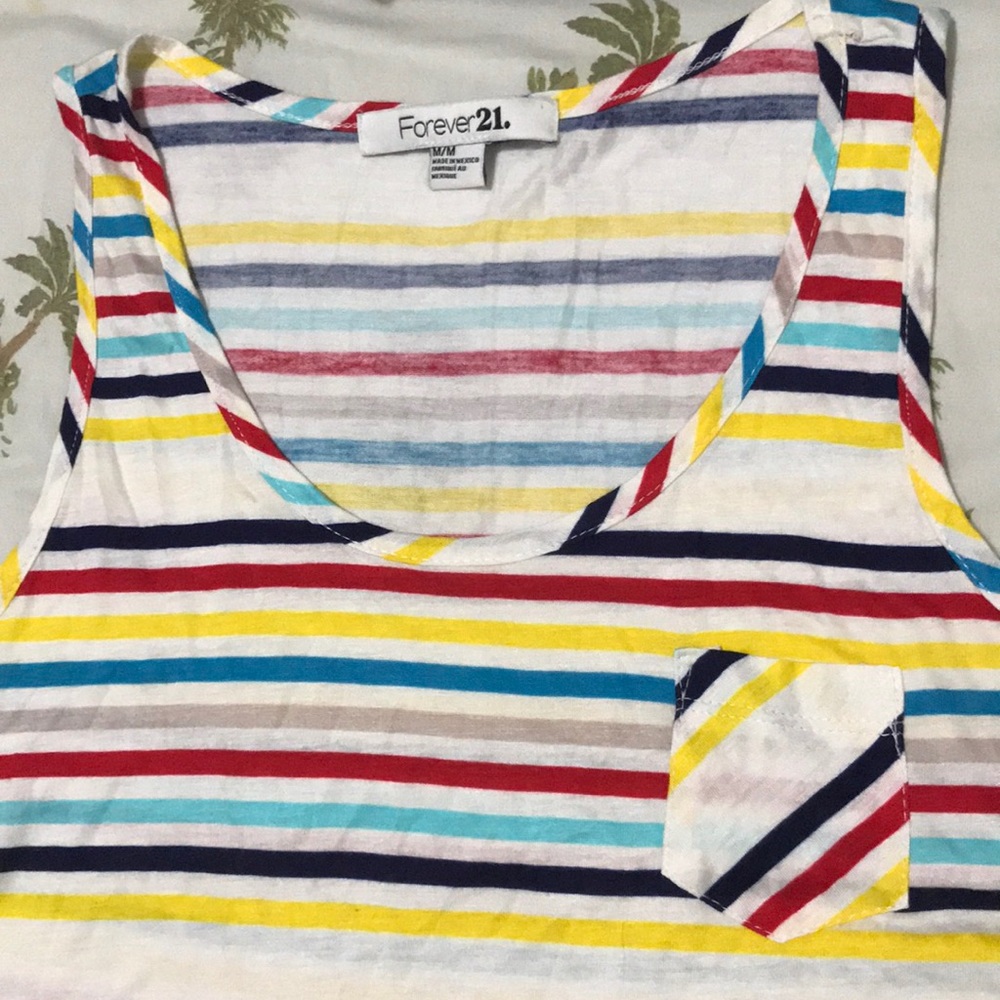 ✨(5 for $20 )Colorful Striped Pocket Summer Top✨